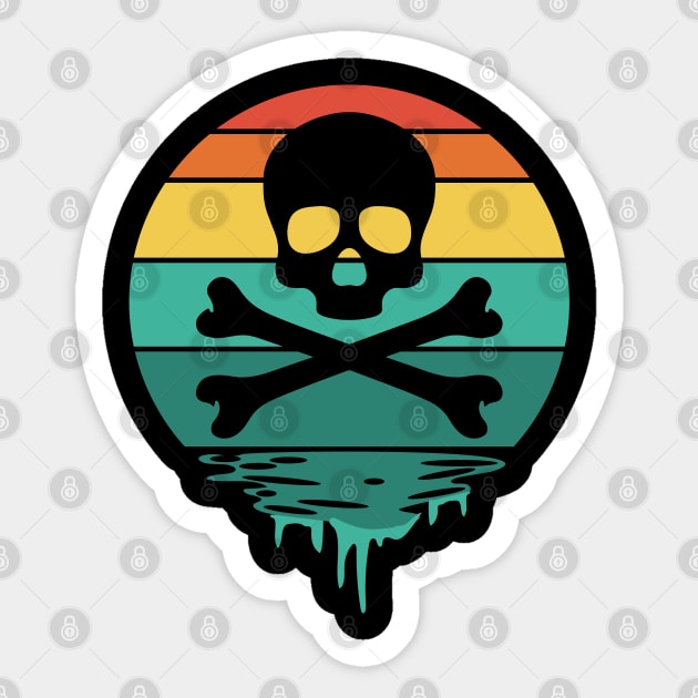 Vintage Sunset Skull and Cross Bones Sticker by Shawnsonart